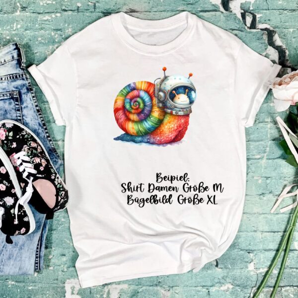 Bügelbild Astronauten Schnecke Größe XL Damenshirt