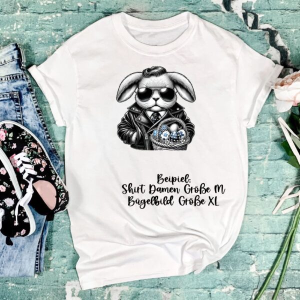 Bügelbild Ostern Mafia Osterhase Größe XL Damenshirt