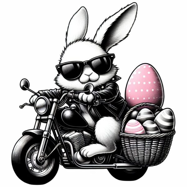 Bügelbild Ostern Mafia Osterhase Motorrad