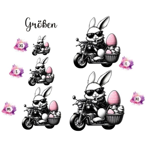 Bügelbild Ostern Mafia Osterhase Motorrad Größen