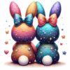 Bügelbild Ostern bute Hasen von hinten