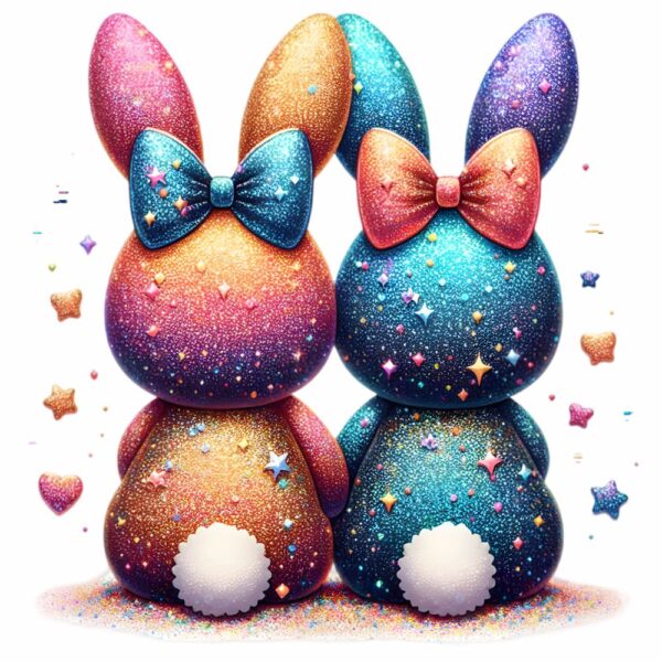Bügelbild Ostern bute Hasen von hinten