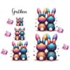 Bügelbild Ostern bute Hasen von hinten Größen