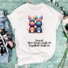 Bügelbild Ostern bute Hasen von hinten Größe XL Damenshirt