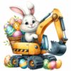 Bügelbild Ostern Hase im Bagger