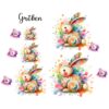 Bügelbild Ostern Holz Hase bunt Splash Größen