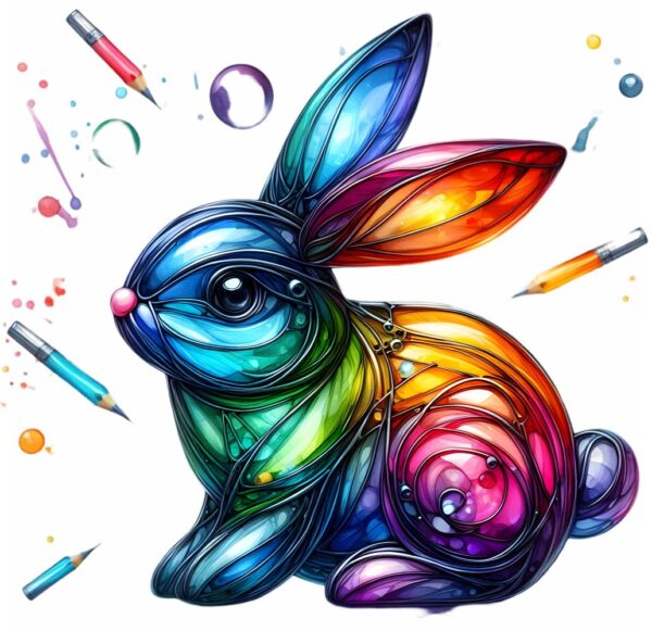 Bügelbild Ostern Hase bunt Stifte