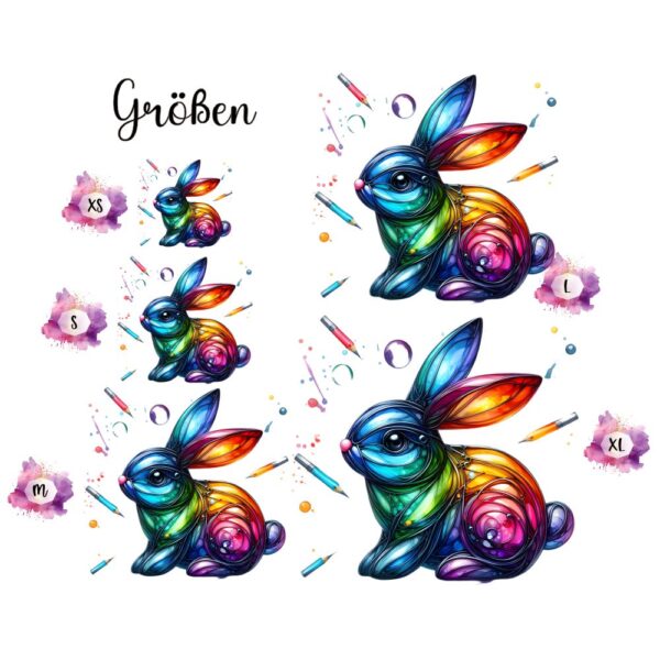 Bügelbild Ostern Hase bunt Stifte Größen