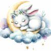 Bügelbild Ostern Hase Mond Wolken schlafend
