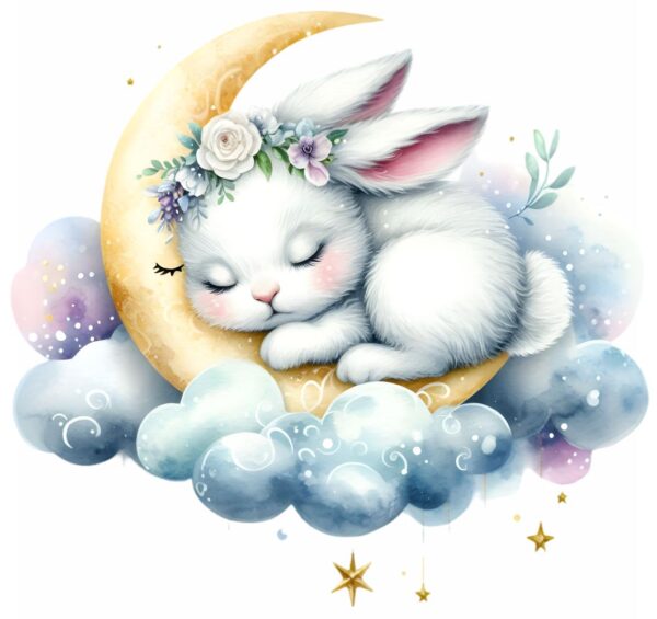 Bügelbild Ostern Hase Mond Wolken schlafend
