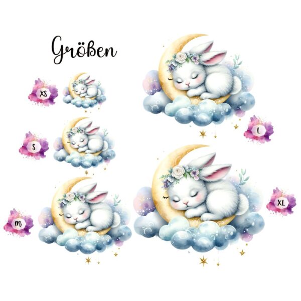 Bügelbild Ostern Hase Mond Wolken schlafend Größen
