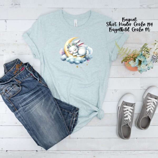 Bügelbild Ostern Hase Mond Wolken schlafend Größe M Kindershirt