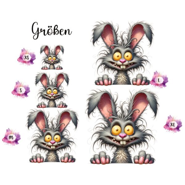 Bügelbild Ostern Hase crazy Größen