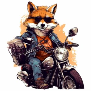 buegelbild-fuchs-auf-motorrad