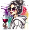 Bügelbild Woman Sunglasses Wine
