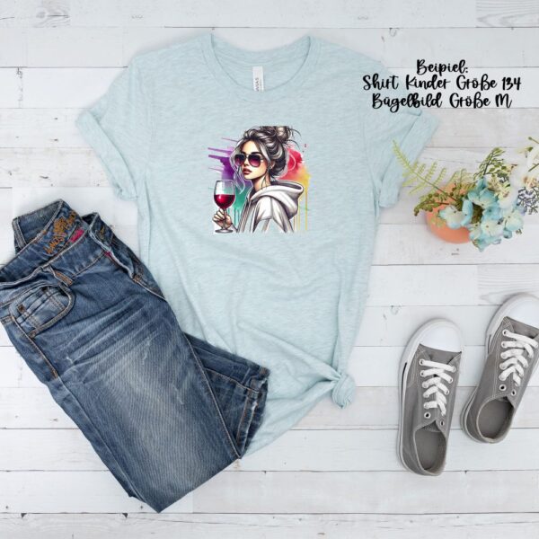 Bügelbild Woman Sunglasses Wine Größe M Kindershirt