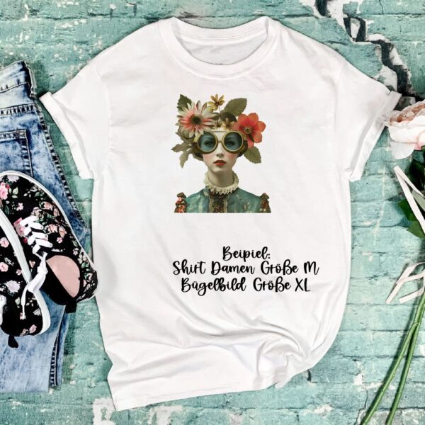 Bügelbild Woman Retro Vintage Brille Größe XL Damenshirt