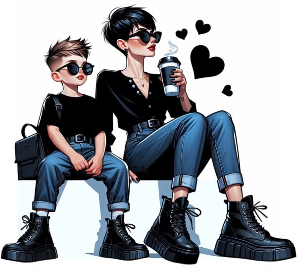 Bügelbild Woman Mother and Son