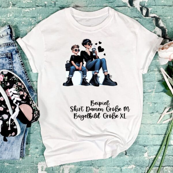 Bügelbild Woman Mother and Son Größe XL Damenshirt