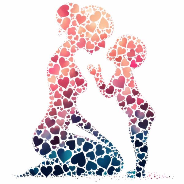 Bügelbild Woman Mother and Child Hearts