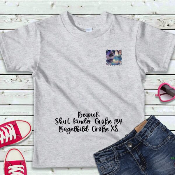Bügelbild Woman Close Up lila Größe XS Kindershirt