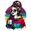 Bügelbild Woman with coffee Color block