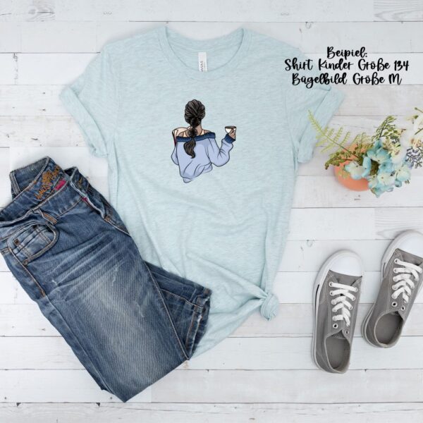 Bügelbild Woman with coffee back Größe M Kindershirt