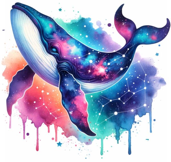 Bügelbild Ocean Wal mit Sternen