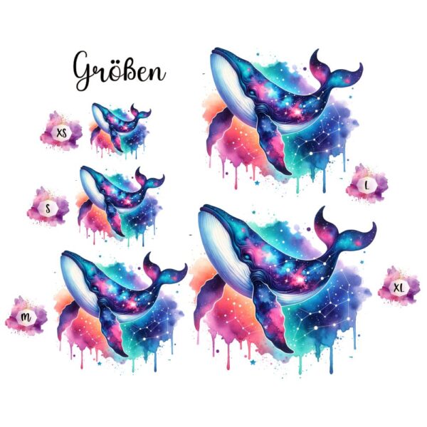 Bügelbild Ocean Wal mit Sternen Größen