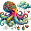 Bügelbild Ocean bunter Octopus