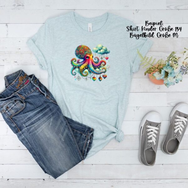 Bügelbild Ocean bunter Octopus Größe M Kindershirt